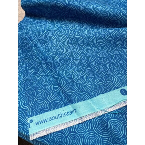Blue Swirl Pattern Cotton Fabric 11" x 44" South Sea Imports Sewing Quilting Mat - Picture 4 of 6